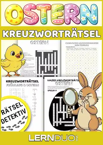 Wielkanoc niemiecki – krzyżówki, wykreślanki i zagadki (A1–A2) PDF | Ostern DaF
