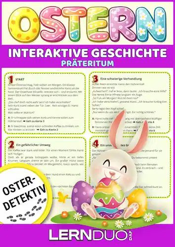 Wielkanoc niemiecki A2 – interaktywna historia w Präteritum PDF | Ostergeschichte DaF