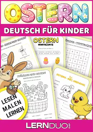 Wielkanoc niemiecki dla dzieci – czytanie, kolorowanie i słownictwo (A1) PDF | Ostern DaF