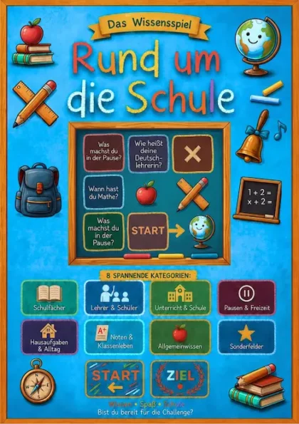 Gra planszowa | Rund um die Schule – Sprachspiel / Brettspiel (A1)  Kommunikation & Wortschatz