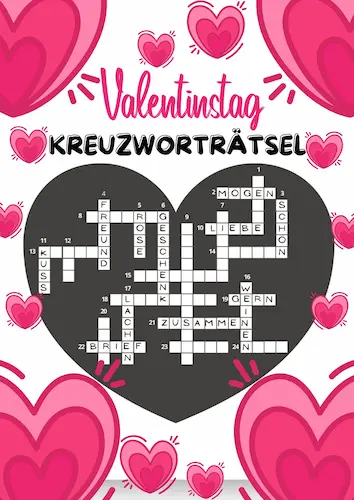 Walentynki niemiecki A1 – mini krzyżówki PDF | Deutsch | Kreuzworträtsel Valentinstag